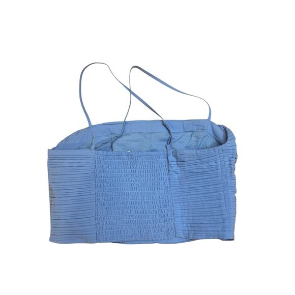 MADEWELL NWT Poplin Crop Tube Top Ornamental Blue Pleated Crisscross Size 6 - Picture 7 of 12